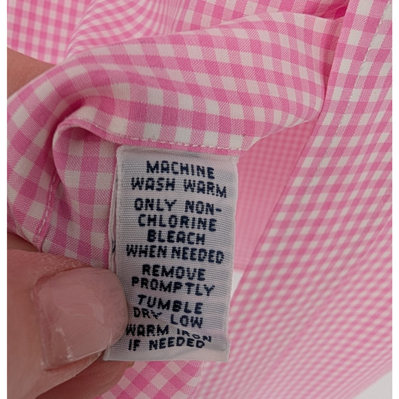 VTG Ralph Lauren Classic Fit Shirt Pink Gingham Check Cotton Pony Logo Mens LRG - Picture 6 of 10